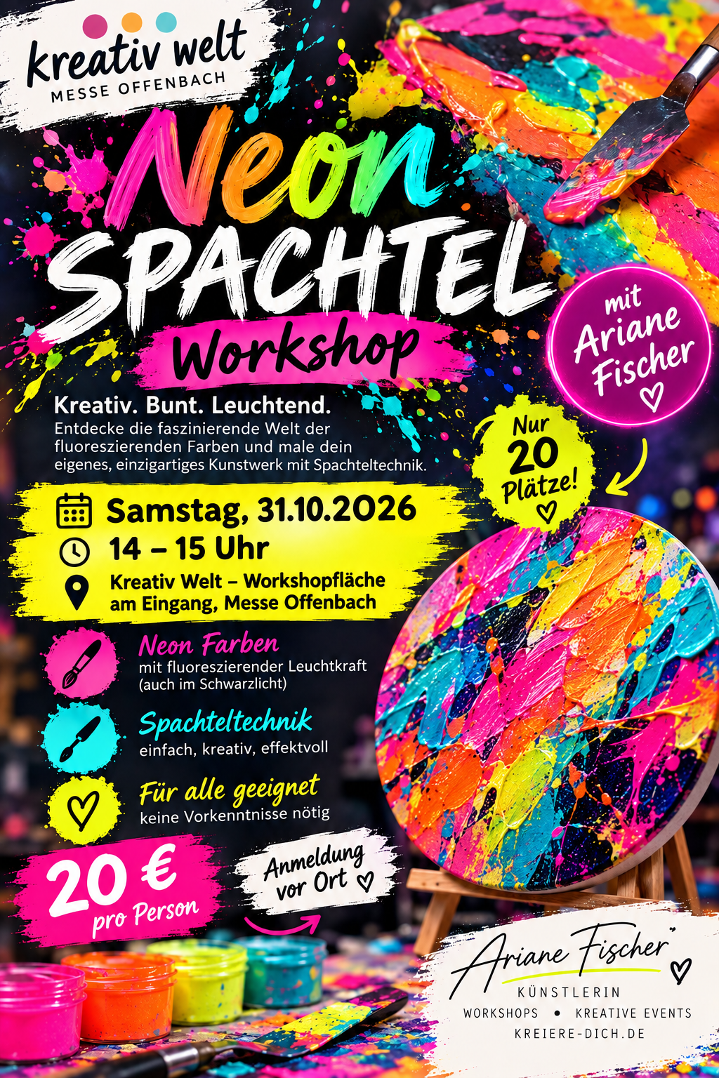 Neon Spachtel Workshop auf der Kreativ Welt Messe in Offenbach
